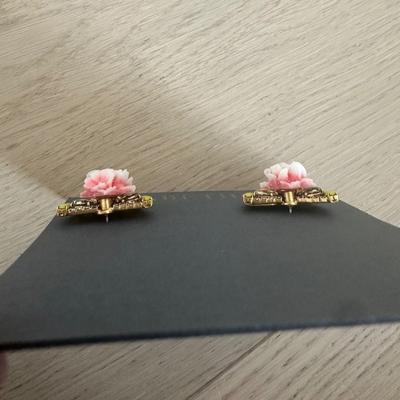 Elizabeth Cole Pink Floral and Citrine Bead Fan Earrings - NWOT - Picture 7 of 11